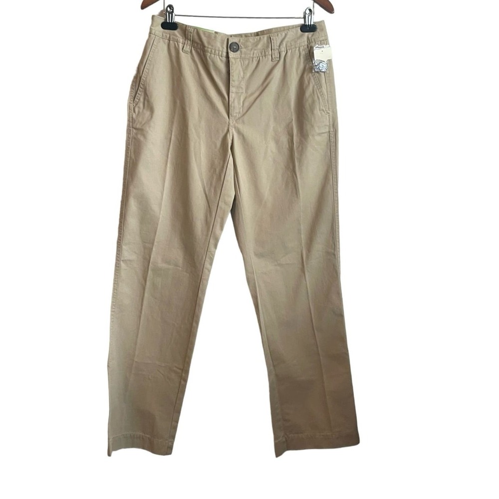 Merona Women Preppy Minimalist Chino Pants 12 Beige Contour Fit Cotton Trousers